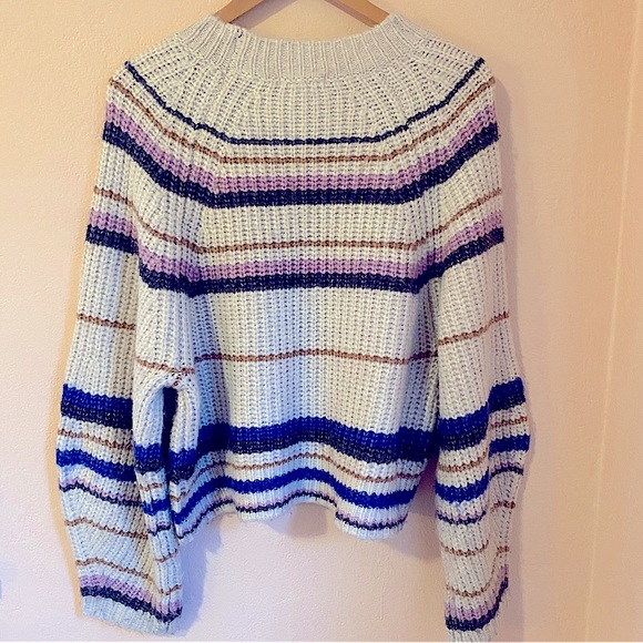 Z SUPPLY desmond lavender and blue stripe cream cozy sweater in multi Large - Picture 9 of 12